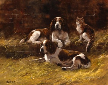 動物 Painting - スプリンガー・スパニエルと猫